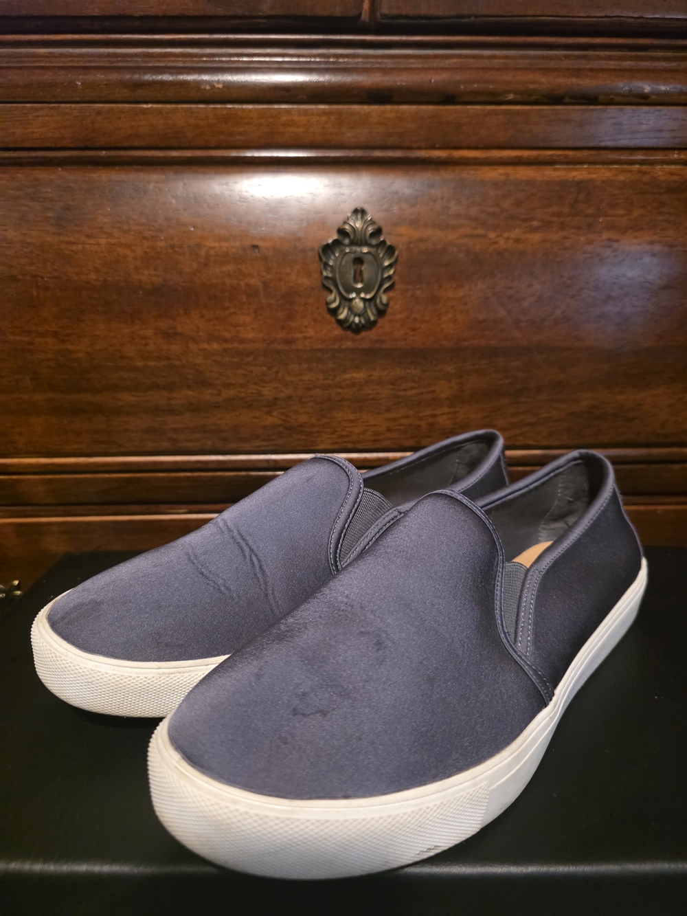 LOFT Men's Slip-On Sneakers in Navy Blue with White Sole